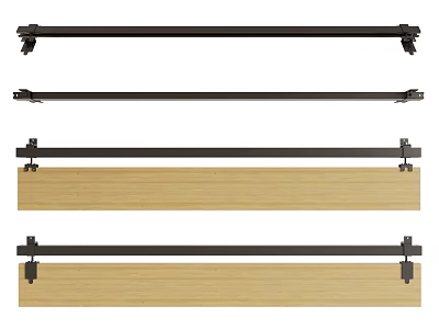 Black Metal Slide Rails With Wooden Panels For Furniture Assembly Components 3d model