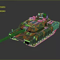 Military Tank With Green Orange Camouflage Design