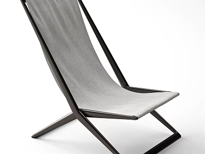 Modern Lounge Chair With Gray Fabric And Black Sleek Frame Design 3d model
