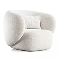 Beige Single Sofa With Rounded Shape Fluffy Fabric And Comfortable Cushion