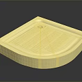 Square Light Yellow Shower Tray With Flower Pattern And Drainage Channels 3d model