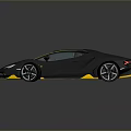 Sleek Black Luxury Sports Car With Blue Windows And Yellow Accents