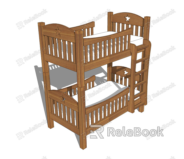 Modern Bed High and Low Bed Children Bed Wooden Bed model