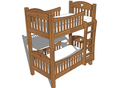 Modern Bed High and Low Bed Children Bed Wooden Bed model