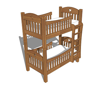 Modern Bed High and Low Bed Children Bed Wooden Bed 3d model