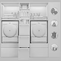 Modern Bathroom Cabinet Rack With Washing Machine Compartment Drawers And Toiletries Storage