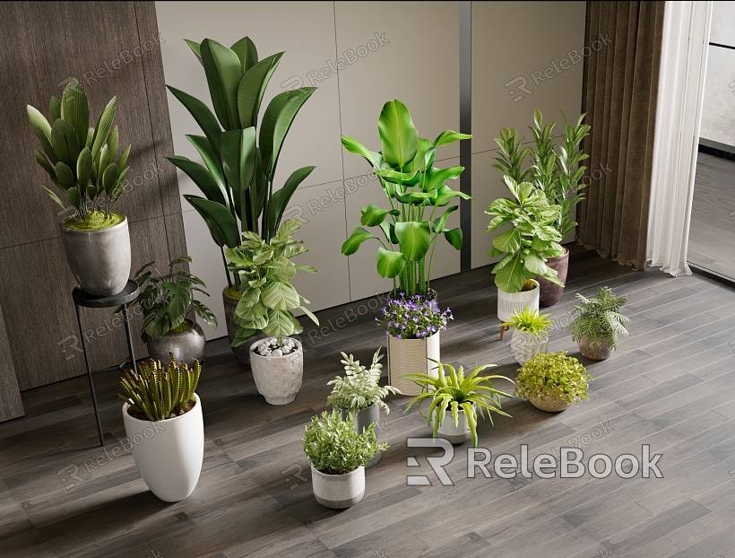 potted plant green plant flowers and plants pile model