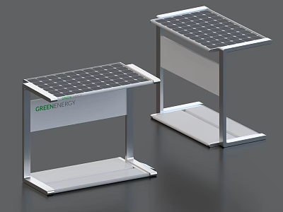 Green Energy Industrial Equipment With Solar Panel And Metal Stand Structure 3d model