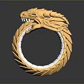 Elegant Unique Fashion Ring with Golden Coiled Snake Head Design Accessory