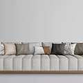 Modern Gray Multi Person Sofa With Brown Armrest And Decorative Pillows 3d model