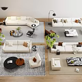 Modern minimalist sofa coffee table combination 3d model
