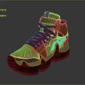 High Top Brown Orange Blue Red Sneakers With Patterned Sole And Fabric Design