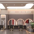 Stylish Modern Beauty Hair Salon Interior Design With Comfortable Styling Chairs And Illuminated Wall Mirrors