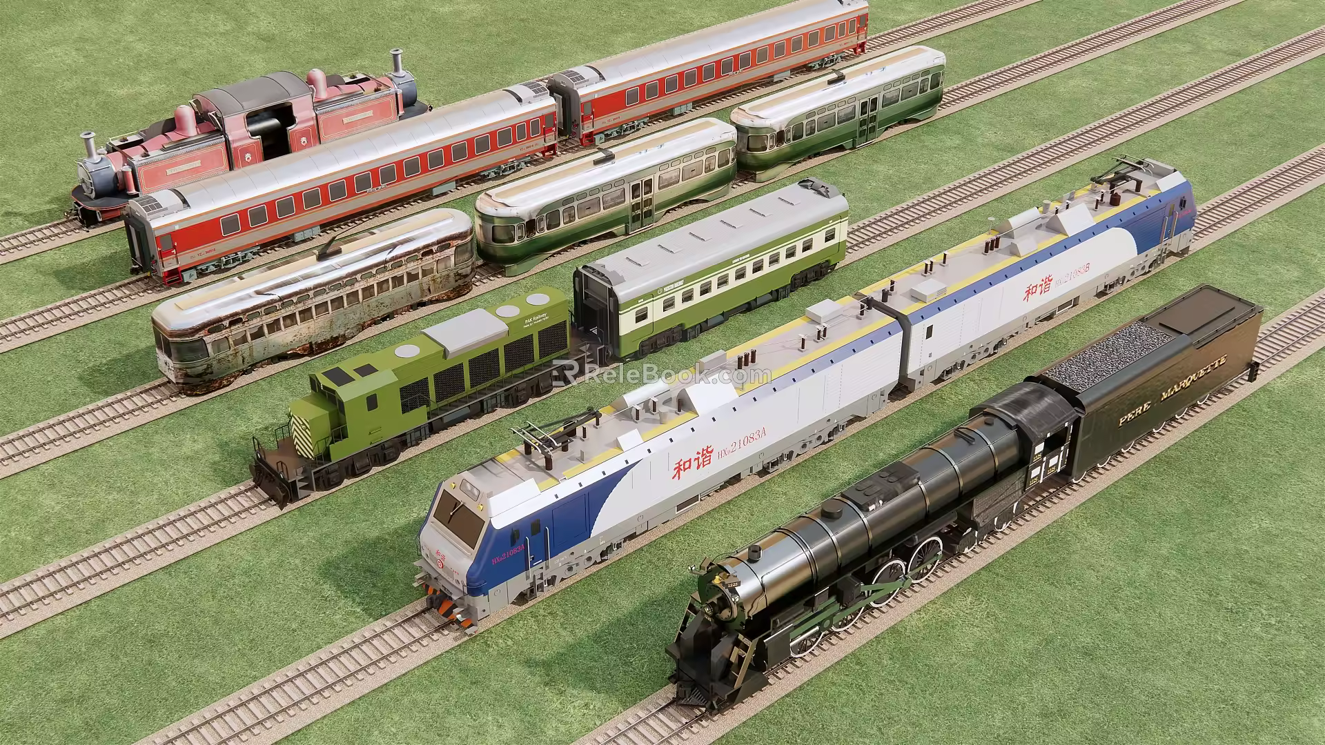 modern train high-speed rail 3d model