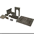 Classical Style Building Components Featuring Arch Steps Walls And Stone Slabs 3d model