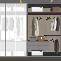Modern Walk In Closet Design With Glass Doors Wooden Details Lighting And Storage Boxes