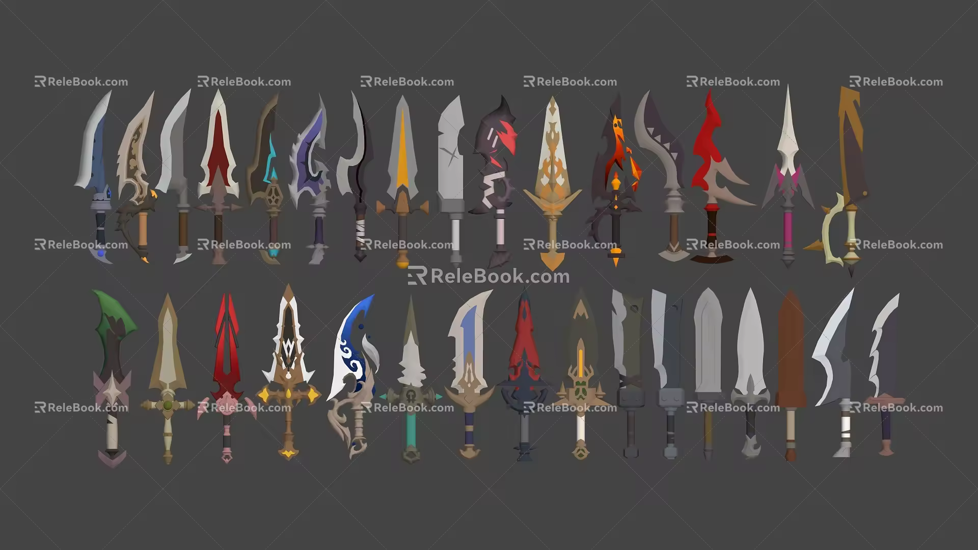 Cartoon game weapon epee broadsword sharp sword magic sword machete cold weapon 3d model