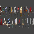 Cartoon game weapon epee broadsword sharp sword magic sword machete cold weapon 3d model