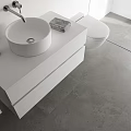 Modern Bathroom Interior With White Sink Cabinet Glass Shower Toilet And Natural Light