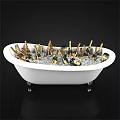 Luxury Champagne Bottles in White Bathtub Filled with Ice Gold Labels and Silver Feet