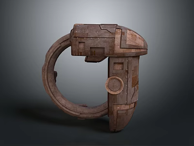 Rustic Industrial Mechanical Device With Circular Ring Structure And Weathered Metal Surface 3d model