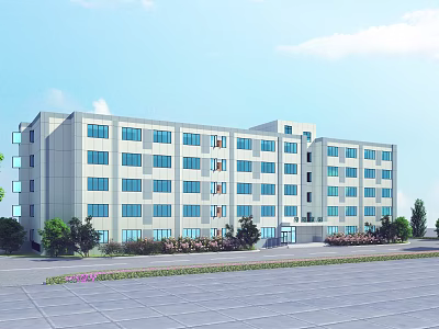Modern Multi Story School Building With Large Windows Green Plants And Open Space 3d model