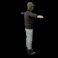 Game Movie Character In Cap Brown Jacket Red Shirt Light Pants Black Boots Arms Outstretched
