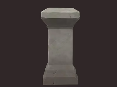 Gray Stone Architectural Column With Textured Surface And Solid Base 3d model