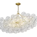 Elegant Modern Chandelier With Clear Glass Spheres Cluster Design And Golden Metal Chain