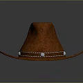 Brown Cowboy Hat With Decorative Band And Pearl Accents In Suede Material