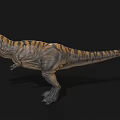 Realistic Tyrannosaurus Rex Dinosaur With Striped Skin Open Mouth And Sharp Teeth On Black Background