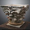 Classical Carved Stone Capital With Intricate Volutes Foliage And Decorative Base