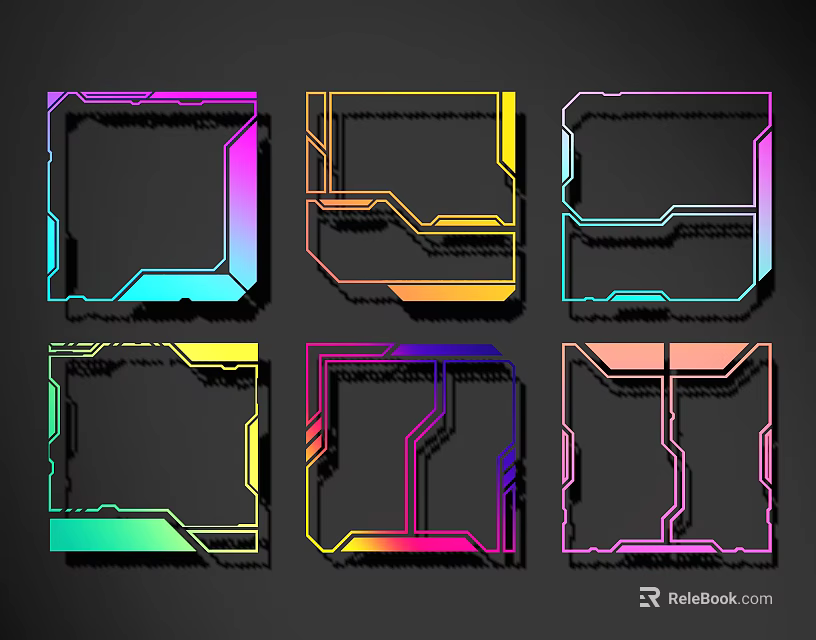 Geometric Lines Colorful Gradient Design With Square Frames And Modern Decorative Effects 3d model 