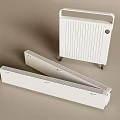 Two White Portable Radiators with Vertical and Horizontal Units and Rolling Wheels 3d model