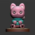 Adorable Decorative Furniture With Pink Cat Design Blue Outfit And Brown Beige Base