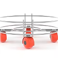 Sturdy Circular Metal Mobile Frame With Red Wheels For Smooth Movement