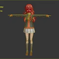 Game Anime Character With Orange Hair Wearing School Uniform In Standing Pose And Outstretched Arms