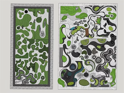 Japanese-style pavement sketch dry landscape courtyard landscape pavement pavement micro-terrain 3d model