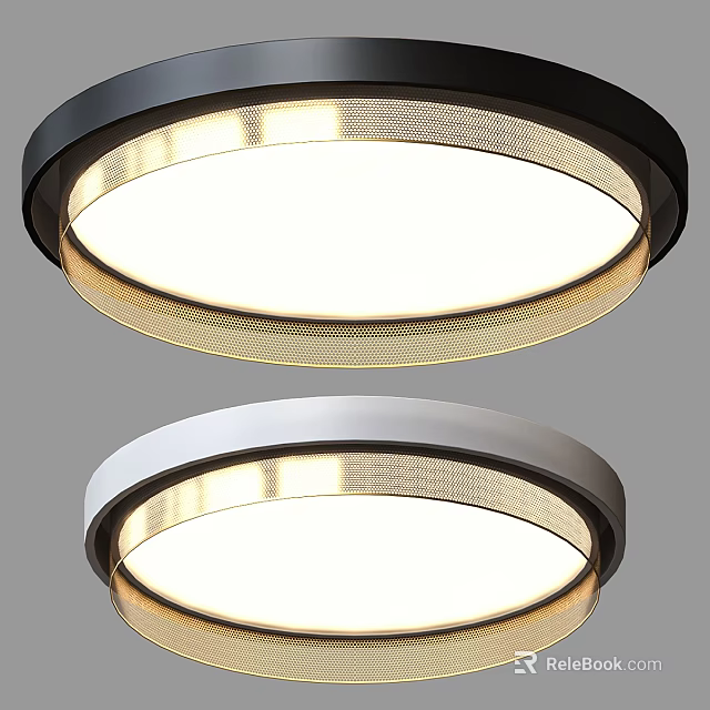 Modern Round Ceiling Lights With Black And Silver Frames And Mesh Design 3d model