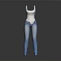 Stylish White Tank Top And Blue Ripped Jeans Casual Fashion Outfit