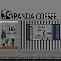 Panda Coffee Container Cafe Modern Exterior With Panda Logo Green Plants And Open Design