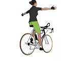 A Woman Riding Bicycle With Arms Outstretched Freely Enjoying Cycling Moment