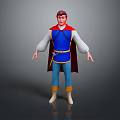 Man in Blue Outfit With Red Cape White Sleeves And Sword