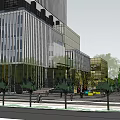 Modern High Rise Office Building Complex With Commercial Area And Green Space