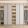 Modern Minimalist Wardrobe with Glass Doors Hanging Area Shelves and Interior Lighting