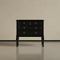 Black Modern Dresser With Three Drawers And Gold Handles On Slim Legs