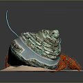 Vibrant Red Hermit Crab With Blue Spotted Claws And Turquoise Shell On Sandy Base