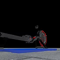 Professional Rowing Machine with Black Red Frame LCD Monitor and Sliding Rail on Blue Platform