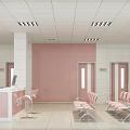 Modern Office Room With Bookshelves Computer Desk Pink Chair And Indoor Plant