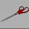 Red Handle Scissors For Daily Household Use With Sharp Stainless Steel Blades 3d model